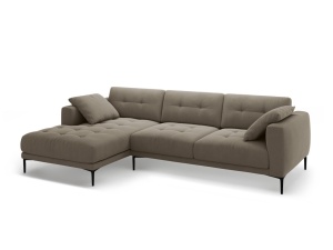 Canapea cu colt gri maroniu din catifea pentru 3 persoane Bemy Left Velvet Micadoni