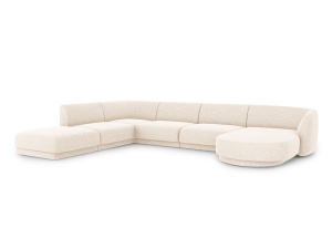 Canapea cu colt ivorie din textil pentru 6 persoane Miley Eden Chenille Panoramic Left Micadoni