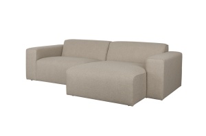 Canapea cu colt maro cappuccino din textil pentru 3 persoane Milka Right Zuiver