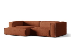 Canapea cu colt maro caramiziu din textil pentru 4 persoane Nuria Left Structural Micadoni
