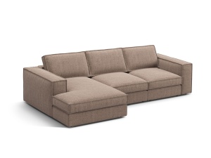 Canapea cu colt maro deschis din textil pentru 3 persoane Pola Left Micadoni