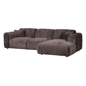 Canapea cu colt maro din textil 280 cm Cloud Right Chenille Woood
