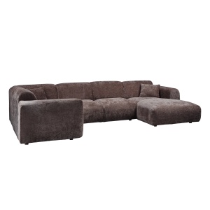 Canapea cu colt maro din textil 345 cm Cloud Left Chenille Woood