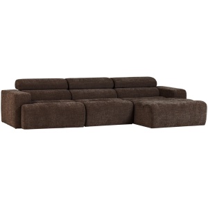 Canapea cu colt maro inchis din textil 300 cm Novi Right Woood