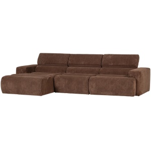 Canapea cu colt maro mocha din textil 300 cm Novi Rib Left Woood