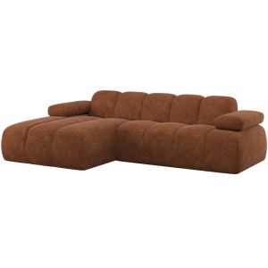 Canapea cu colt maro ruginiu din textil 284 cm Mojo Woolly Left Woood