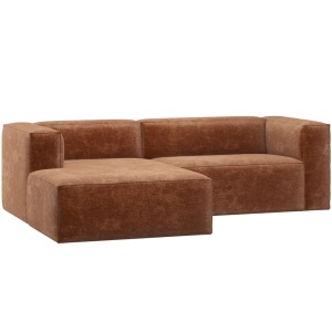 Canapea cu colt maro teracota din catifea 254 cm Bean Chenille Left Woood