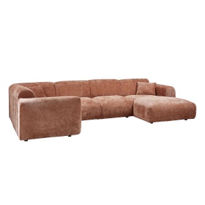 Canapea cu colt maro teracota din textil 345 cm Cloud Left Chenille Woood
