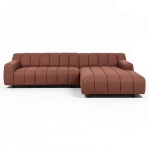 Canapea cu colt maro teracota din textil pentru 2.5 persoane Oakland Right Quiet Object