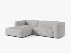 Canapea cu colt modulara argintie din textil pentru 2 persoane Martina Boucle Left Micadoni