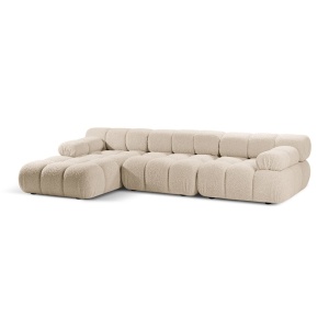 Canapea cu colt modulara bej deschis din textil pentru 4 persoane Bellis Boucle Left Micadoni