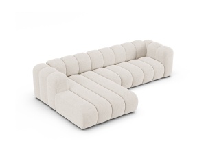 Canapea cu colt modulara bej deschis din textil pentru 4 persoane Lupine Left Chenille Micadoni