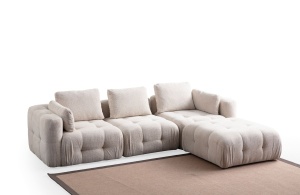 Canapea cu colt modulara bej din textil pentru 3 persoane Amaris The Home Collection