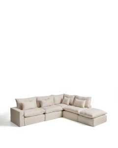 Canapea cu colt modulara bej din textil pentru 6 persoane Anarela 347 Right Kave Home