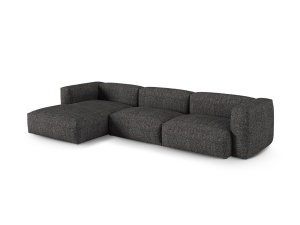 Canapea cu colt modulara gri antracit din textil pentru 3 persoane Martina Boucle XL Left Micadoni