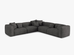 Canapea cu colt modulara gri antracit din textil pentru 5 persoane Martina Boucle Micadoni