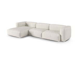 Canapea cu colt modulara gri/bej din textil pentru 3 persoane Martina Boucle XL Left Micadoni