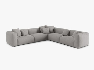 Canapea cu colt modulara gri deschis din textil pentru 5 persoane Martina Micadoni