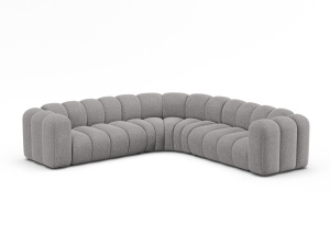 Canapea cu colt modulara gri deschis din textil pentru 6 persoane Lupine Right Micadoni