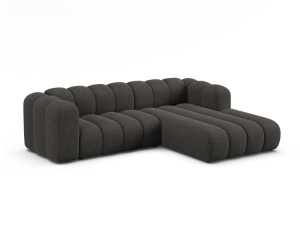Canapea cu colt modulara gri inchis din textil pentru 4 persoane Lupine Chenille M Right Micadoni