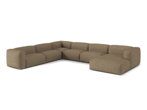 Canapea cu colt modulara maro cappuccino din textil pentru 6 persoane Martina Boucle Left XL Micadoni