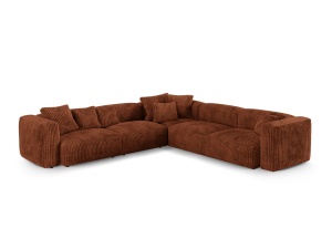 Canapea cu colt modulara maro caramiziu din textil pentru 5 persoane Martina Corduroy XL Micadoni