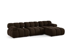 Canapea cu colt modulara maro inchis din catifea pentru 4 persoane Bellis 155 Right Micadoni