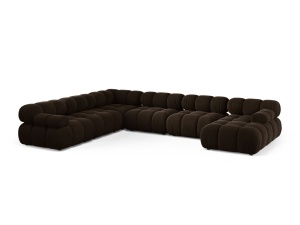 Canapea cu colt modulara maro inchis din catifea pentru 8 persoane Bellis Panoramic Left Micadoni
