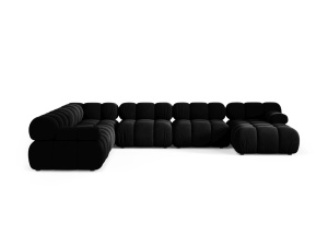 Canapea cu colt modulara neagra din catifea pentru 8 persoane Bellis Panoramic Left Micadoni