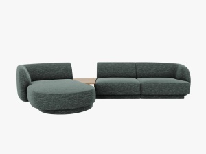 Canapea cu colt modulara si masa de cafea albastru petrol din textil pentru 3 persoane Miley Chenille Left Micadoni