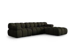 Canapea cu colt modulara verde amazon din textil pentru 4 persoane Bellis Right 3D Micadoni