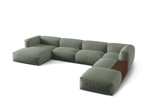 Canapea cu colt modulara verde muschi din textil pentru 5 persoane Martina Right Micadoni