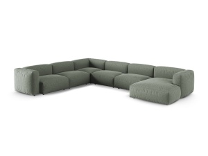 Canapea cu colt modulara verde muschi din textil pentru 6 persoane Martina Boston Left XL Micadoni