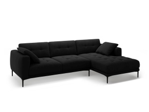 Canapea cu colt neagra din catifea pentru 3 persoane Bemy Right Velvet Micadoni