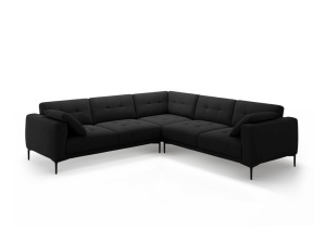 Canapea cu colt neagra din catifea pentru 5 persoane Bemy Velvet Micadoni