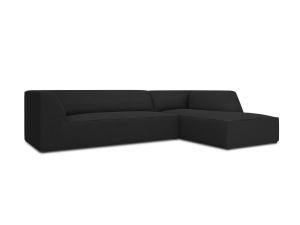 Canapea cu colt neagra din textil pentru 4 persoane Ruby Ottawa M Right Micadoni