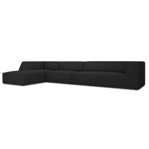 Canapea cu colt neagra din textil pentru 5 persoane Ruby Left Micadoni