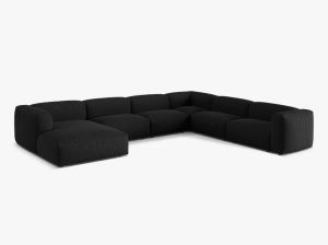 Canapea cu colt neagra din textil pentru 6 persoane Martina Right Micadoni