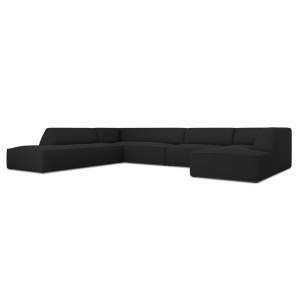 Canapea cu colt neagra din textil pentru 7 persoane Ruby Left Micadoni
