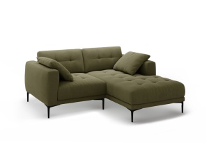 Canapea cu colt verde din catifea pentru 2 persoane Bemy Right Velvet Micadoni
