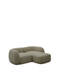 Canapea cu colt verde din textil pentru 2 persoane Martina Chenille Right Kave Home