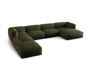 Canapea cu colt verde din textil pentru 5 persoane Martina Left Micadoni