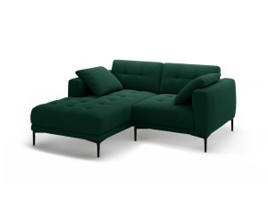Canapea cu colt verde inchis din catifea pentru 2 persoane Bemy Left Velvet Micadoni