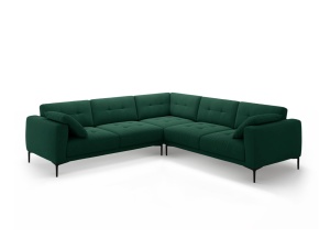 Canapea cu colt verde inchis din catifea pentru 5 persoane Bemy Velvet Micadoni