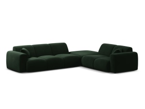 Canapea cu colt verde inchis din catifea pentru 6 persoane Molino Casbla Right Micadoni