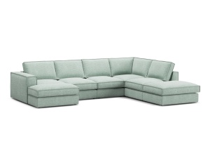 Canapea cu colt verde menta din textil pentru 5 persoane Pola Right Micadoni