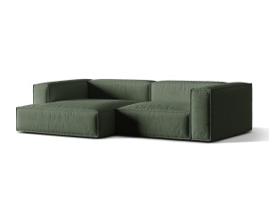 Canapea cu colt verde muschi din textil pentru 4 persoane Nuria Left Structural Micadoni
