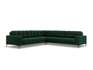 Canapea cu colt verde/neagra din catifea pentru 6 persoane Mamaia Symmetrical Left Right Micadoni