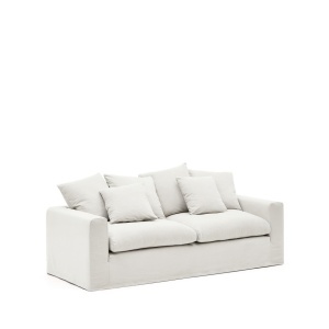 Canapea ecru din textil pentru 3 persoane Nora Kave Home