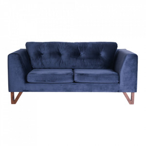 Canapea extensibila albastra din poliester si lemn pentru 2 persoane Willy Custom Form